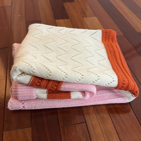 NEW Pink Orange Knit Midi Sweater Skirt Boho Indie Retro Stripe Pencil Y2K - Picture 5 of 6